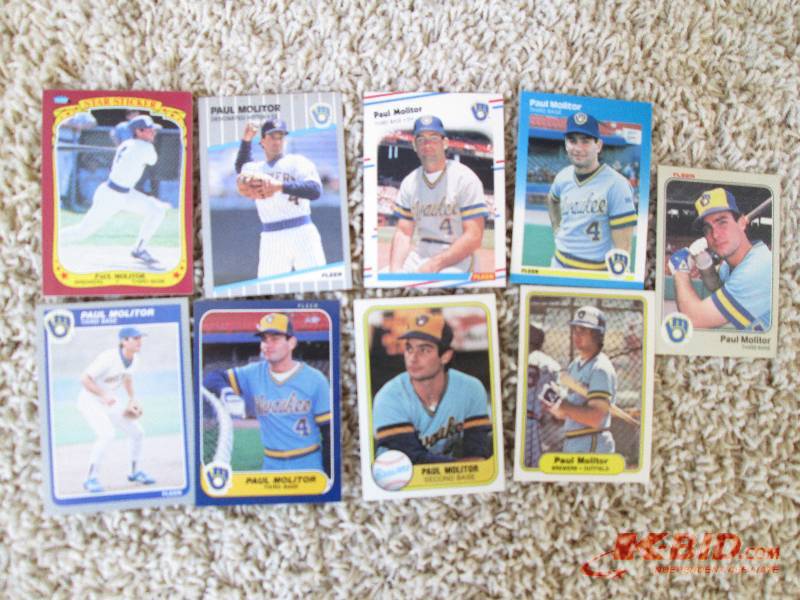 lot 76 image: 9 Fleer Paul Molitor cards...