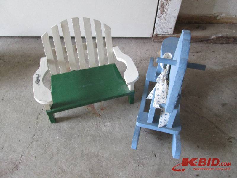 lot 39 image: Cute doll furniture, rocking horse ...
