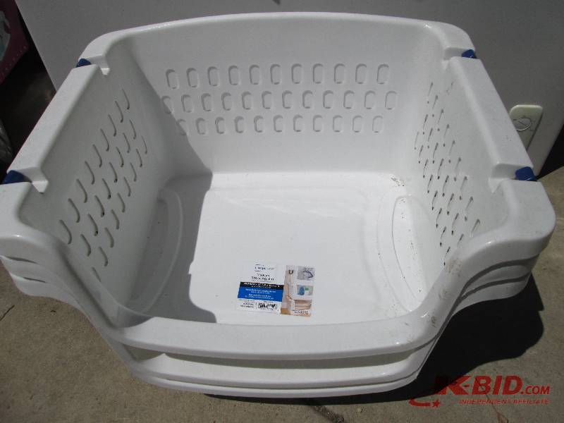 lot 69 image: 3 stacking storage bins, flip the h...