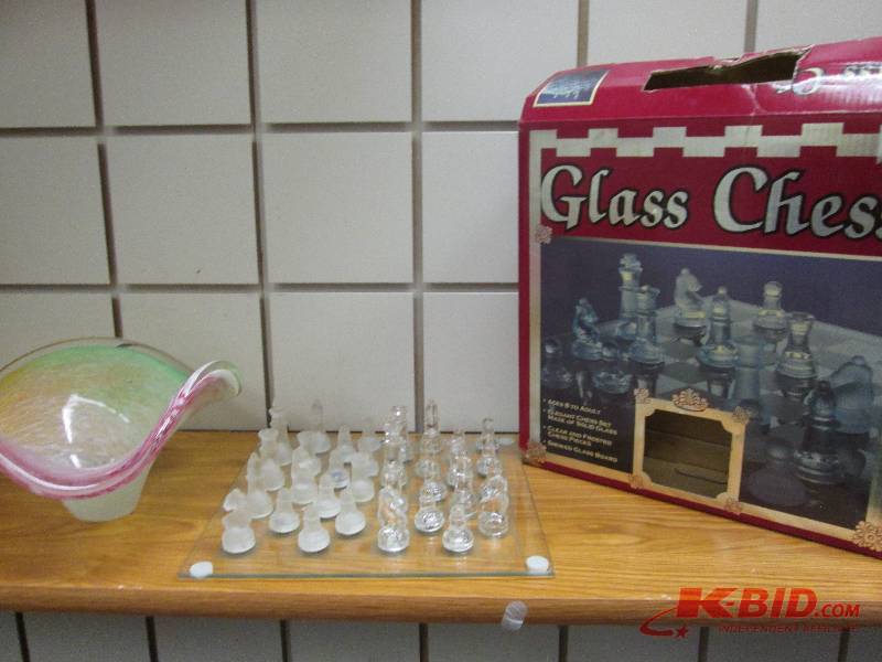lot 226 image: glass chest set, glass dish...