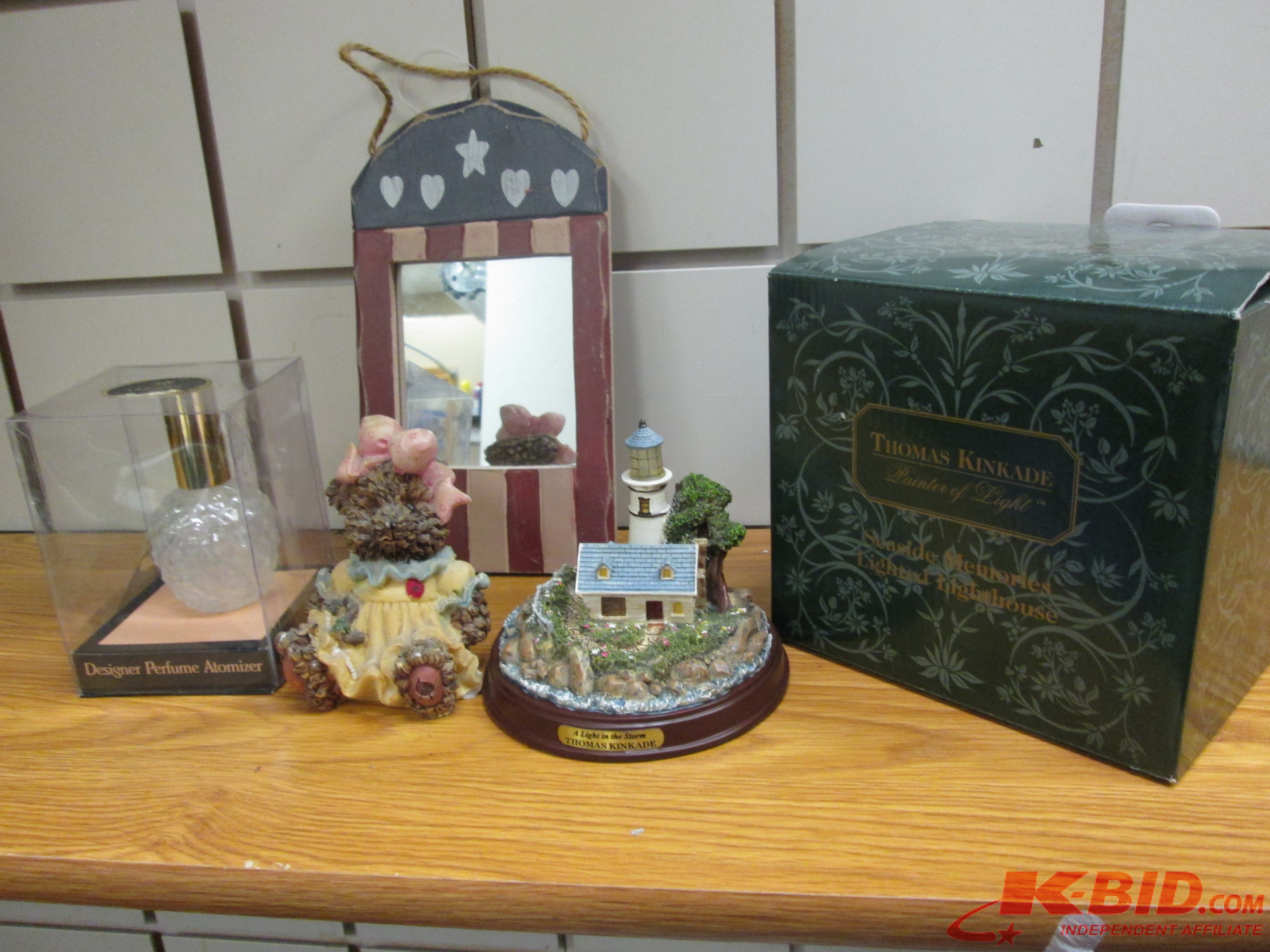 lot 227 image: perfume atomizser, thomas kinkade l...