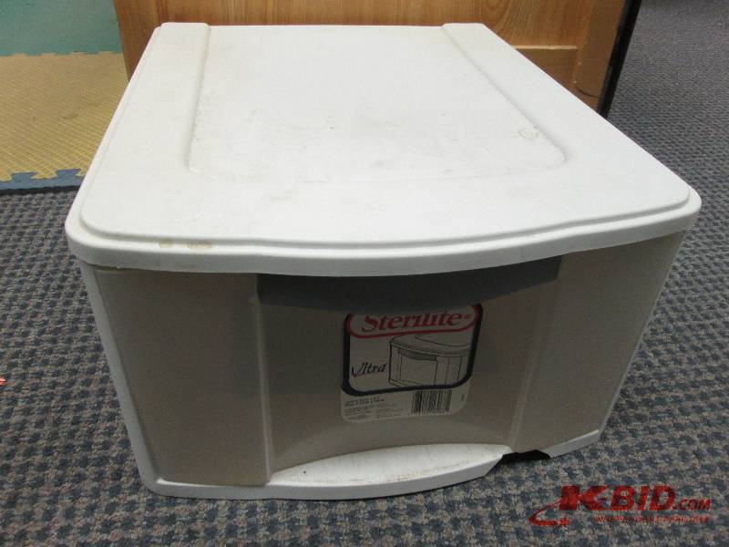 lot 242 image: one drawer plastic storage box  use...
