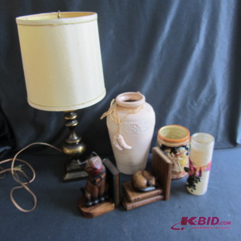 Lamp, Bookends, Mug