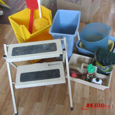 Step Stool, Cleaning Supplies