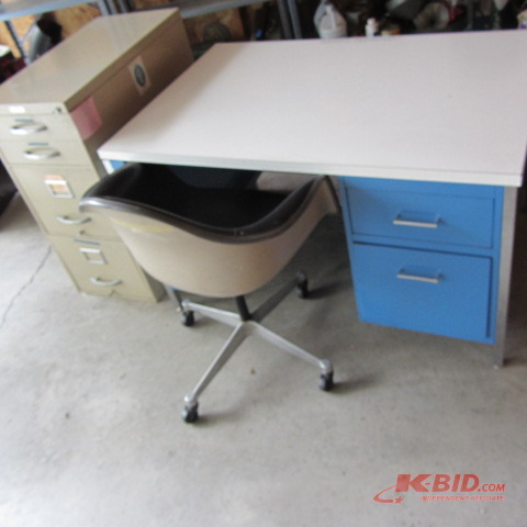 Metal Desk, Chair, File