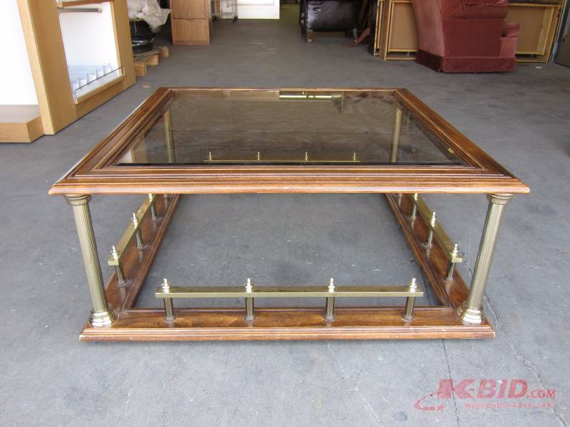 Wood, Metal, and Glass Coffee Table