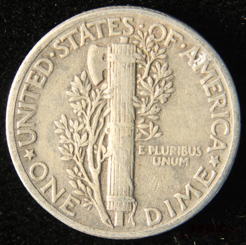 1945 US MERCURY SILVER DIME VERY FINE