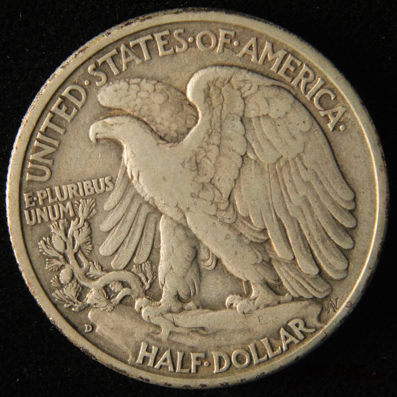 1939 D WALKING LIBERTY SILVER HALF DOLLAR VF