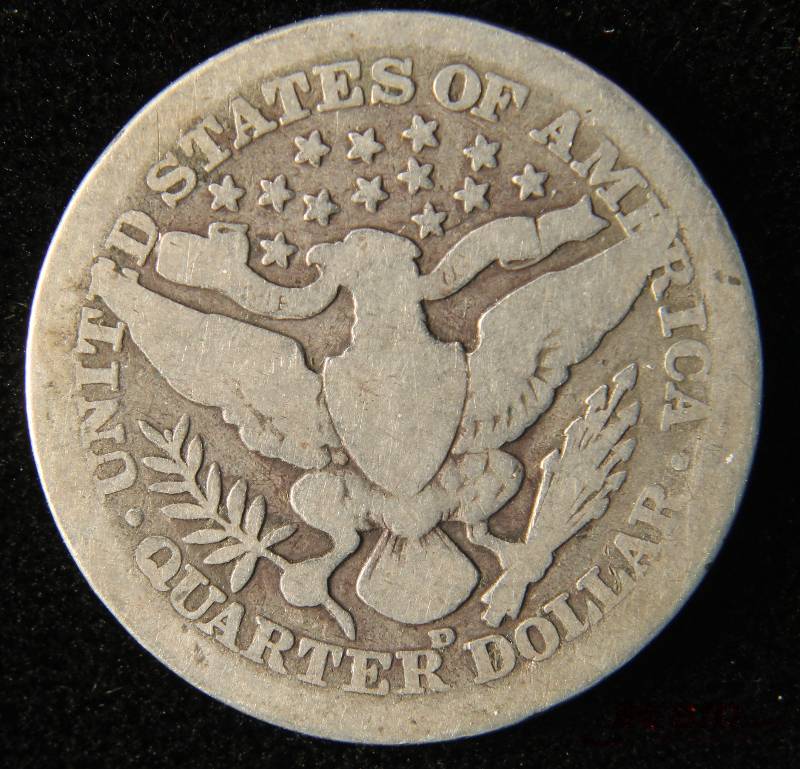 1908-D BARBER SILVER QUARTER