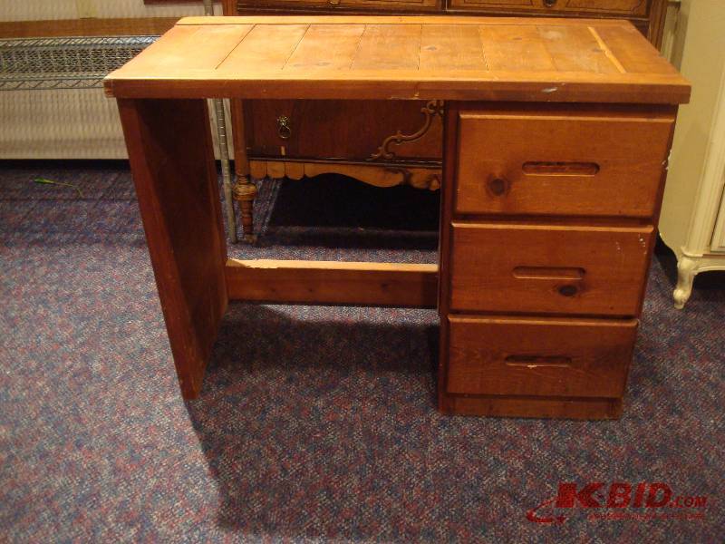Wood Desk, Used, Shows Wear, Has Loose Board