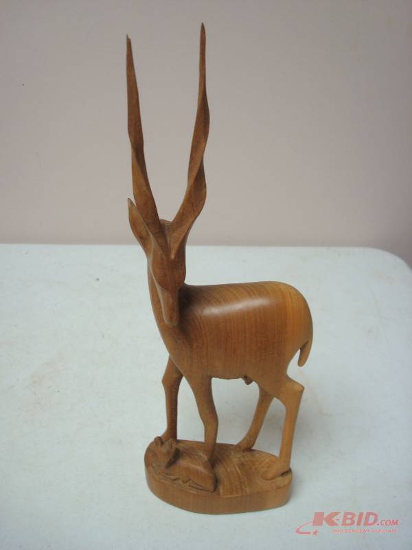 Wood Carved Animal, Broke Antler Tip
