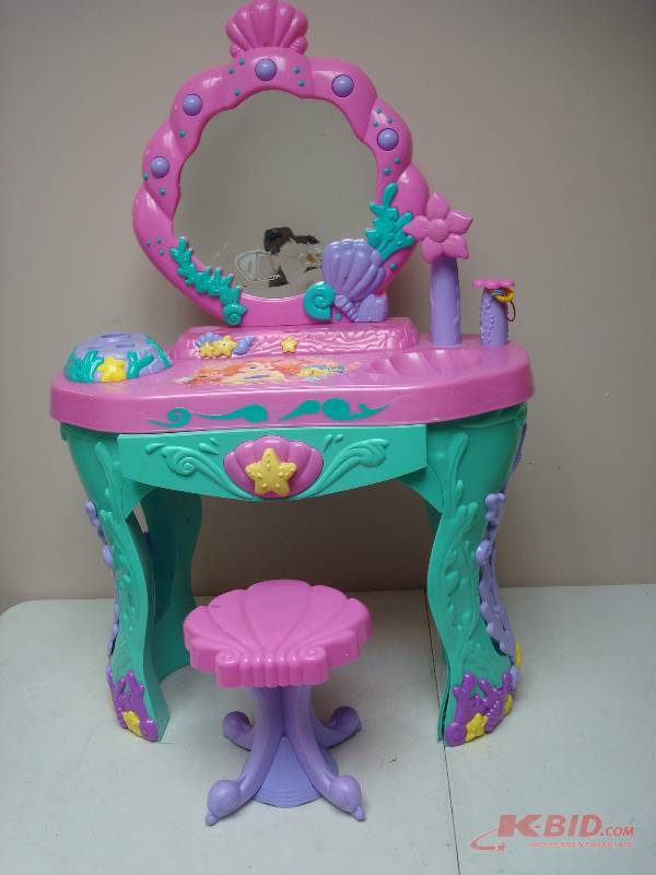 Little Mermaid Kids Vanity, Some Parts Missing, Some Wear