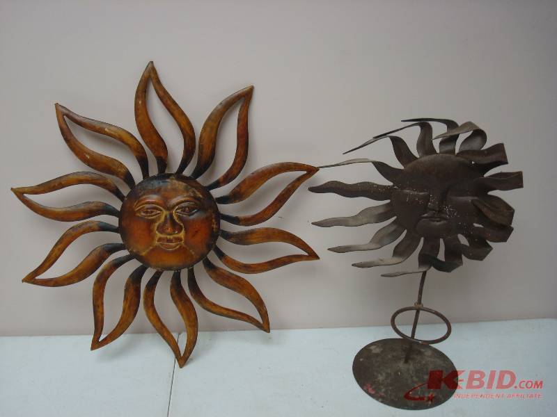 Pair Of Metal Sun Decorations