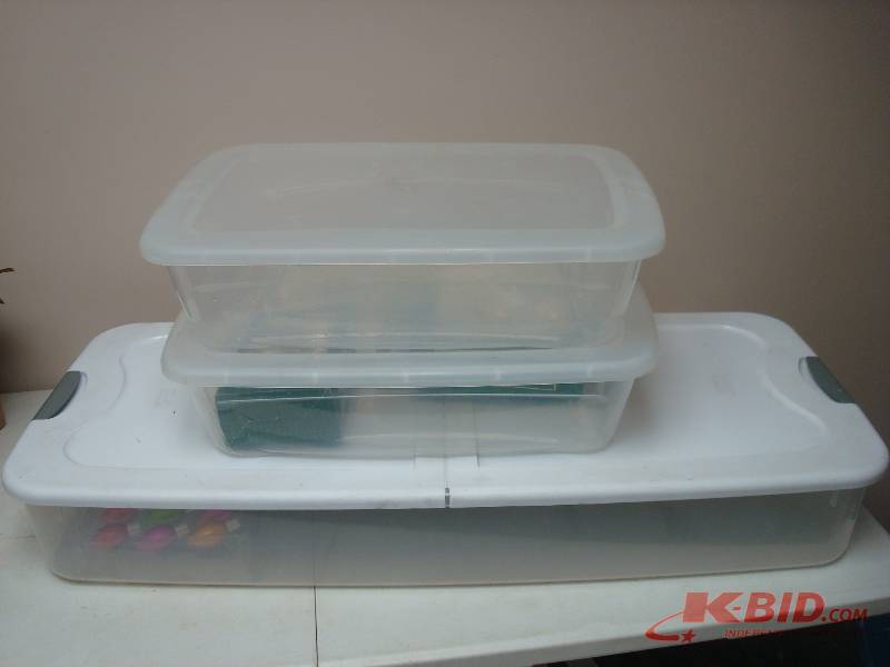 Lot Of Slim Storage Bins, Some Christmas Items