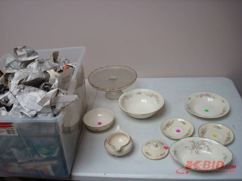 Lot Of China Dishes, Some Eggshell Nautilus, Some Is Chipped, More In Bin