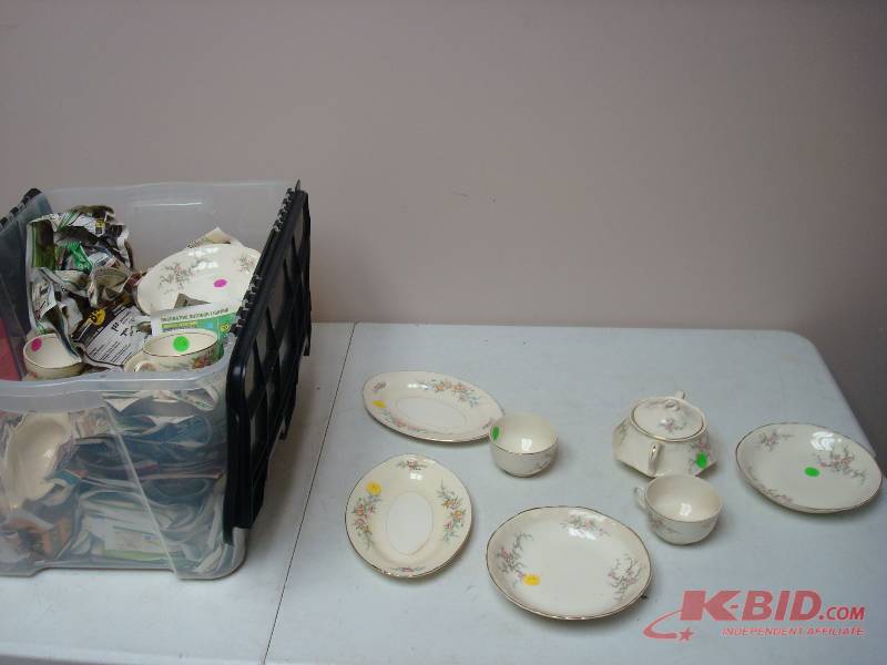 Lot Of China Dishes, Some Taylor Smith Taylor, Some Is Chipped, More In Bin