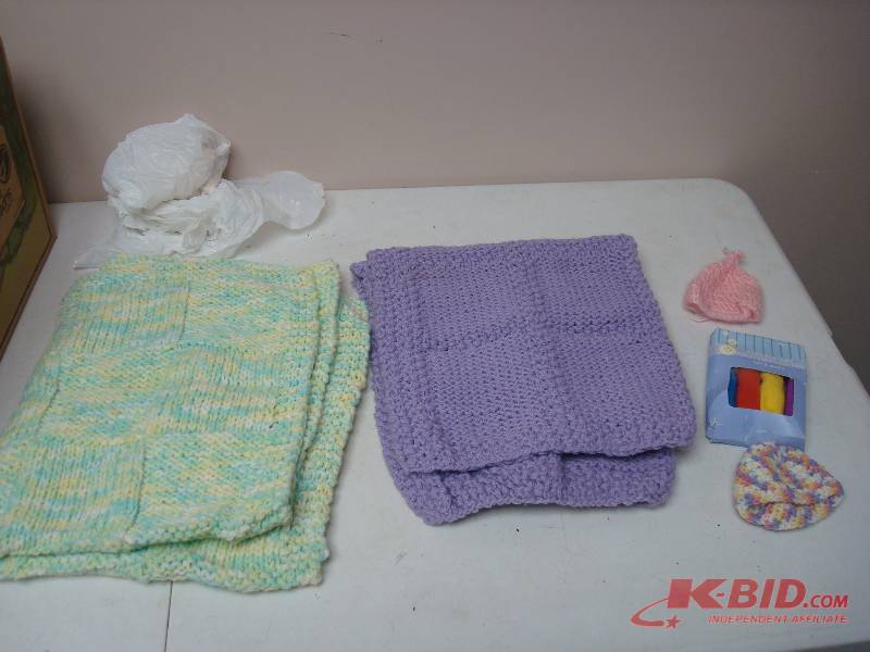 Lot Of Knitted Baby Items, Blankets