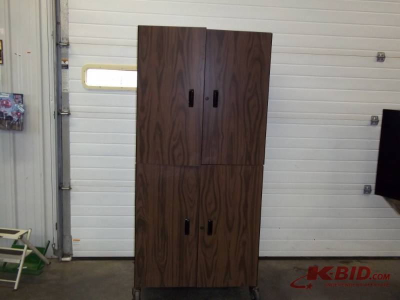 lot 111 image: AV  Tool Steel Cabinet on wheels comes with TV