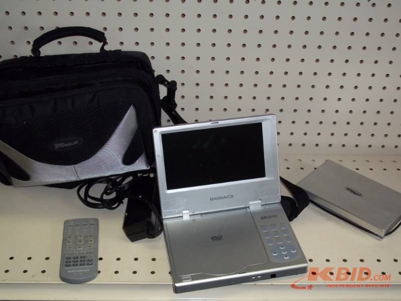 lot 117 image: Magnavox portable DVD Player with extended battery and remote, Case
