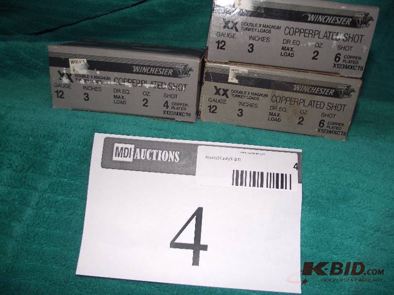 lot 4 image: 30 Winchester 12 ga.  3 in. copper plated turkey loads 10 #4 and 20 #6
