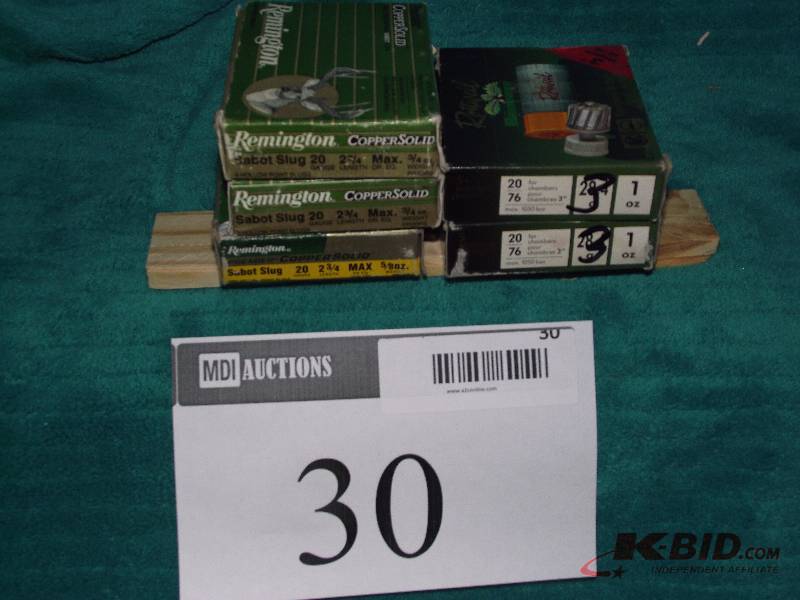 lot 30 image: 20ga. 13 Remington copper solid slugs