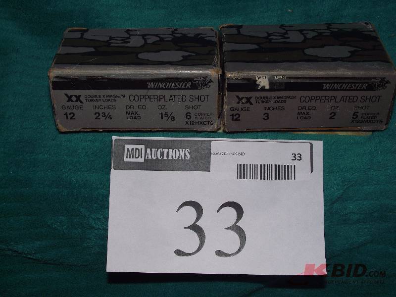 lot 33 image: 12ga. Winchester copper plated double x magnum turkey 9 2  in. #6 and 10 3 #5
