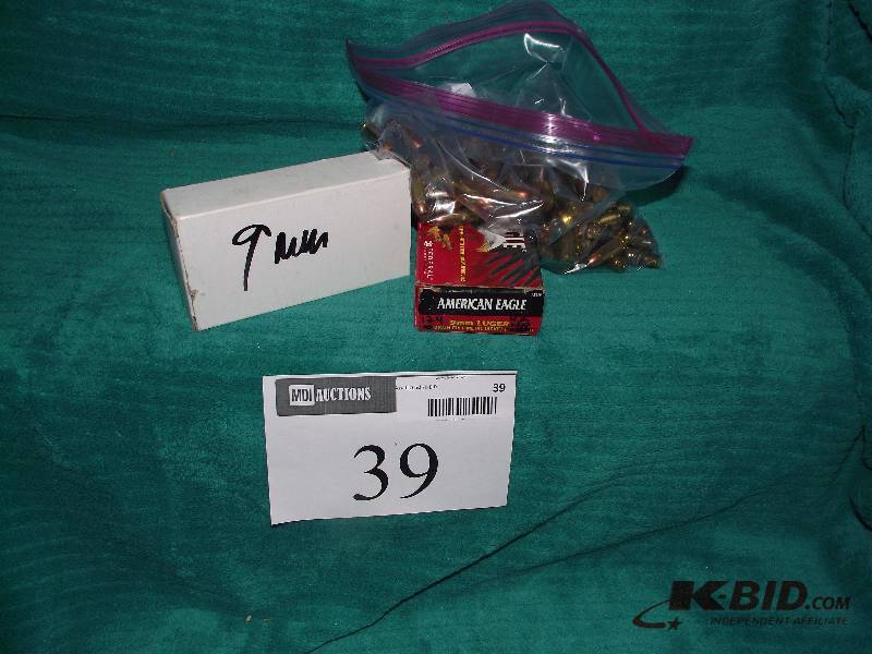 lot 39 image: 100 9x19 (luger) fmj and 120 assorted jhp ammo