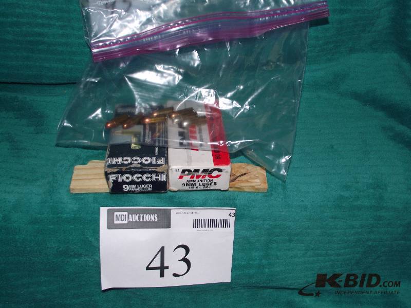 lot 43 image: 9x19 fmj ammo 50 PMC, 50 Fiocchi and 5 bulk