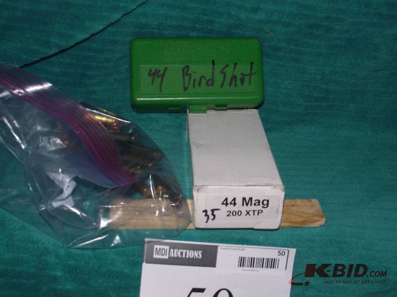 lot 50 image: 44 Magnum ammo 35 200 grain XTP, 55 Bird shot and 15 assorted