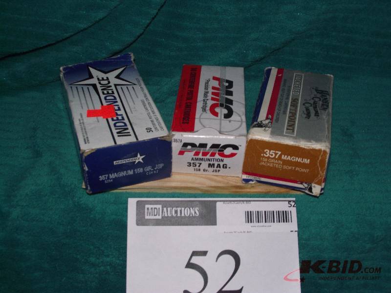 lot 52 image: 357 Magnum ammo 150 158 grain JSP
