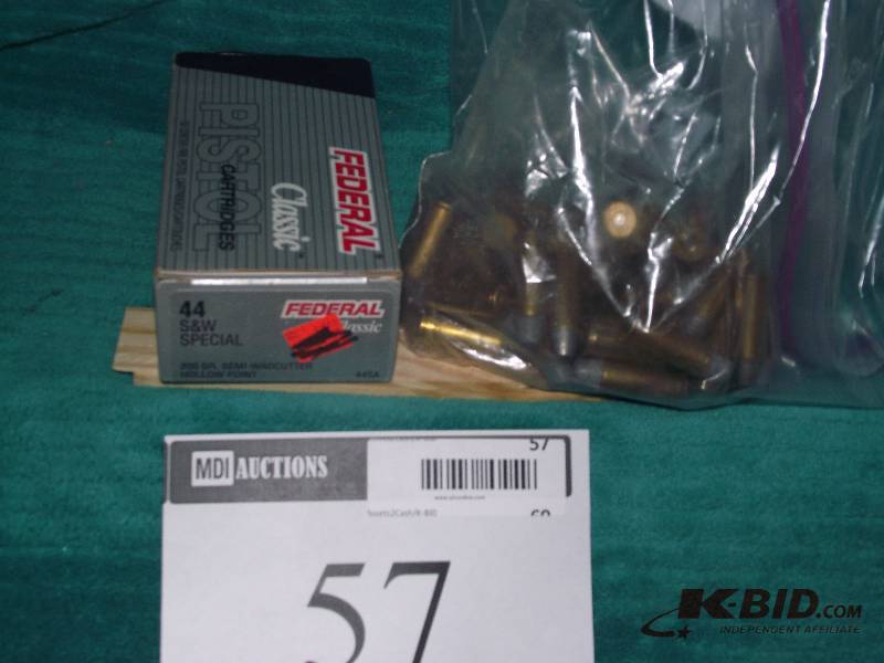 lot 57 image: 44 Special ammo 50 200 grain semi-wad cutter HP and  50 assorted lead