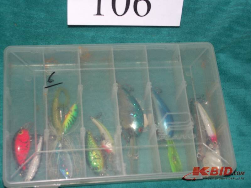lot 106 image: Plastic tray with 10 assorted lures