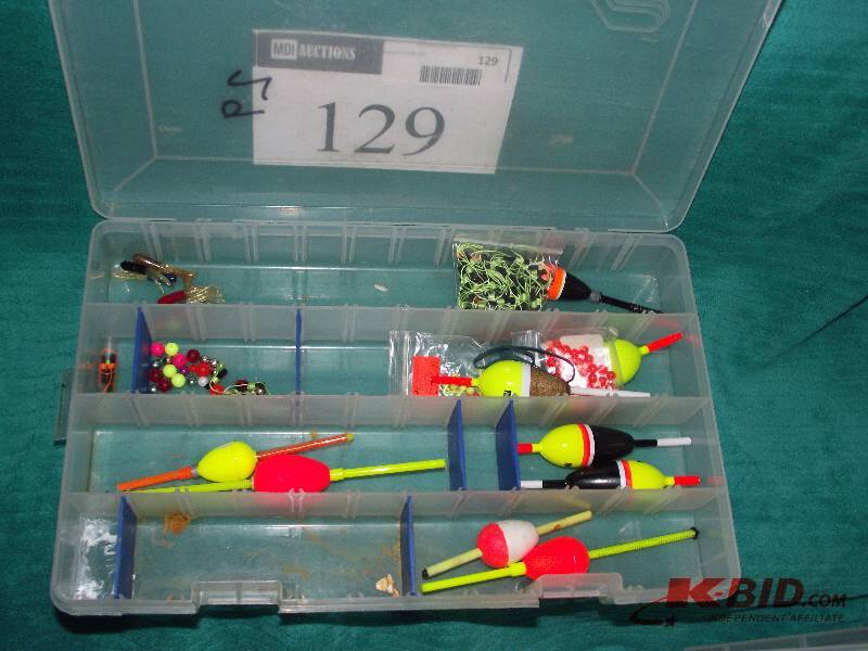 lot 129 image: Plastic tray with 10 slip bobbers