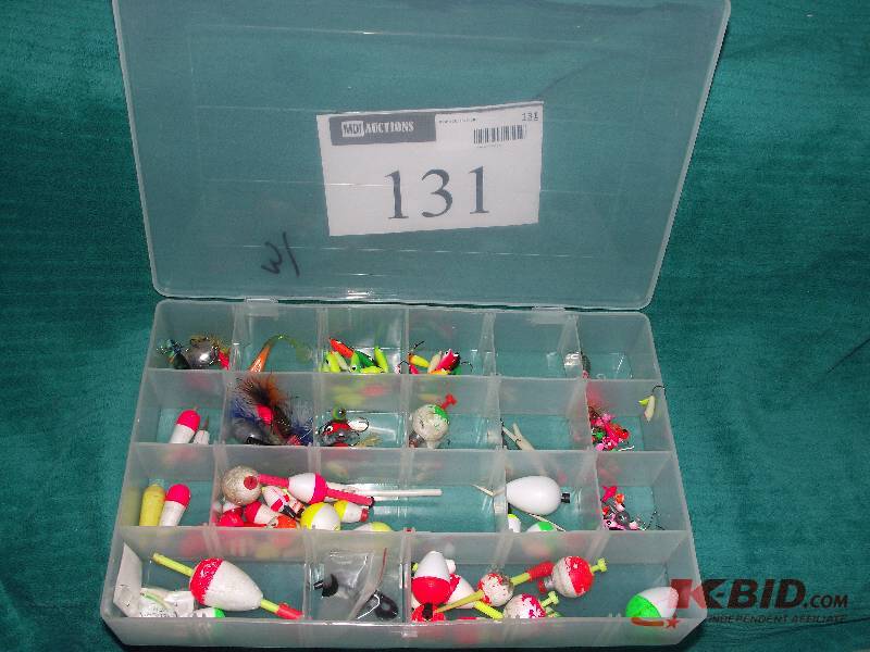 lot 131 image: Plastic tray with assorted bobbers and jigs