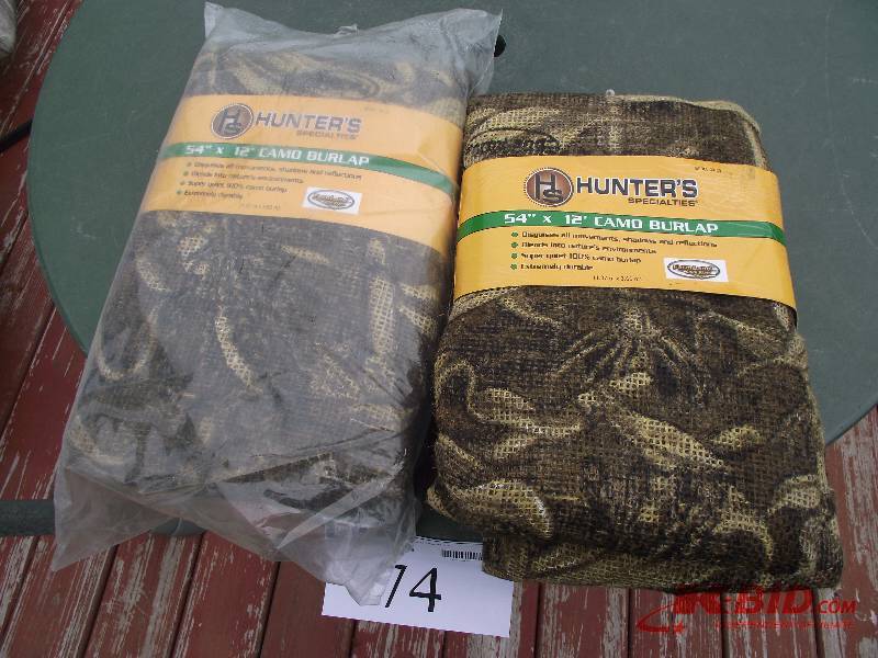 lot 74 image: 2 sets burlap camo each 54 inch by 12 ft.