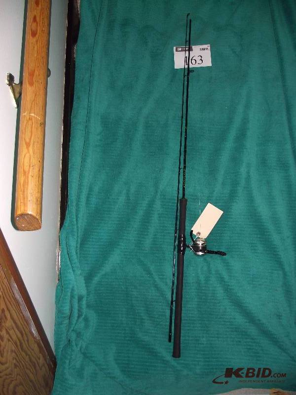 lot 163 image: Crappiethon graphite crappie pole 8 Ft. with a American craftsmanship trigger spin reel