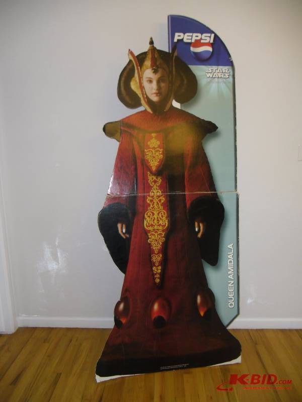 STAR WARS Life Size Queen Amidala Phantom Menace Movie Cardboard Cut Out & Trading Cards