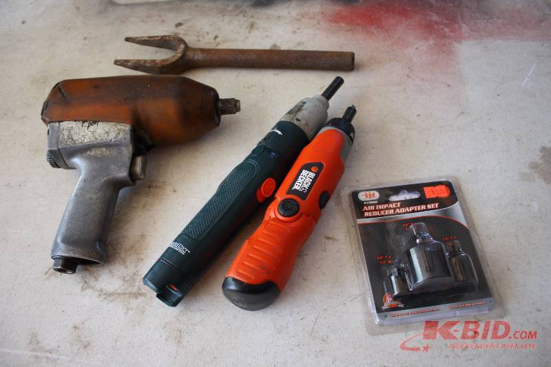 lot 39 image: Lot of (5) Including Impact Gun Ball Joint Separator IIT Air Impact Reducer Adapter Set Cordless Screwdrivers (2).