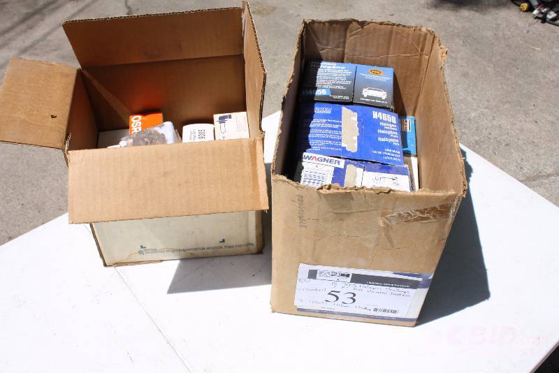 lot 53 image: Lot of (25) Including 9005 Halogen Headlamps (18) PT 3105 Universal Joint Kits (3) H4656 Halogen Head Lamps Cow Bell.