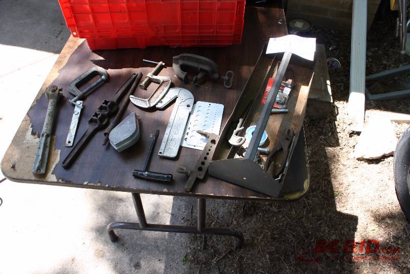 lot 51 image: Tool Lot Including Metal Clamps Miscellaneous Tools Does Not Include Container.