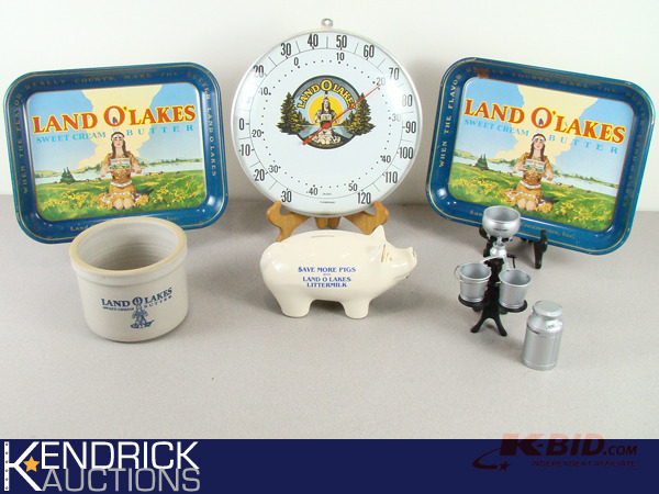 lot 29 image: Limited Edition Land-O-Lakes Red Wing Crock and Other Collectibles
