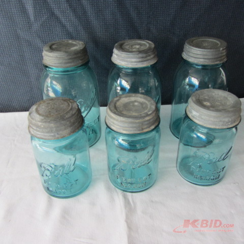 lot 21 image: Blue Canning Jars
