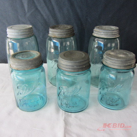 lot 22 image: Blue Canning Jars
