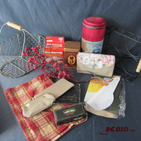 lot 49 image: Wire Carrier, Basket, Tins