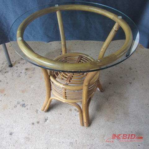 lot 68 image: Rattan Table, Glass Top