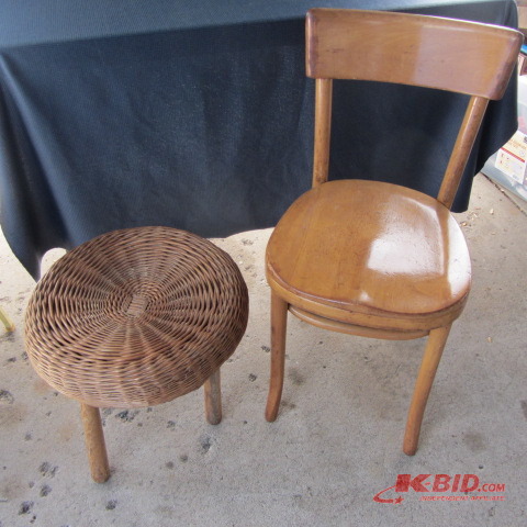 lot 132 image: Vintage Chair, Wicker Footstool