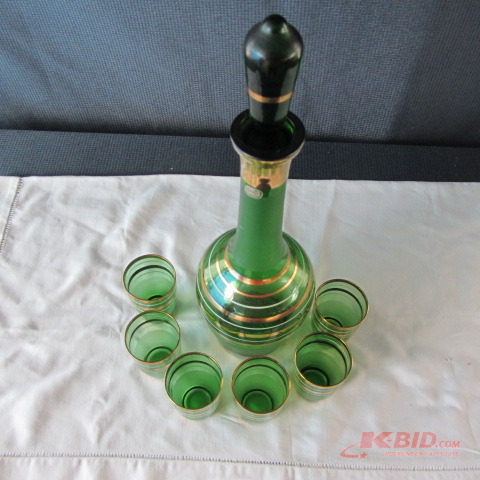 lot 214 image: Bohemian Decanter & Glasses