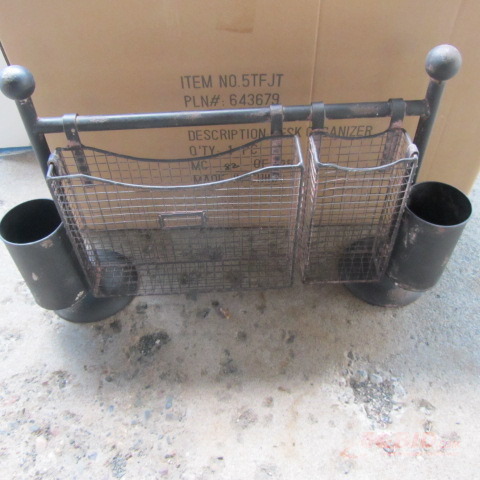 lot 224 image: Rustic Finished Desk Organizers