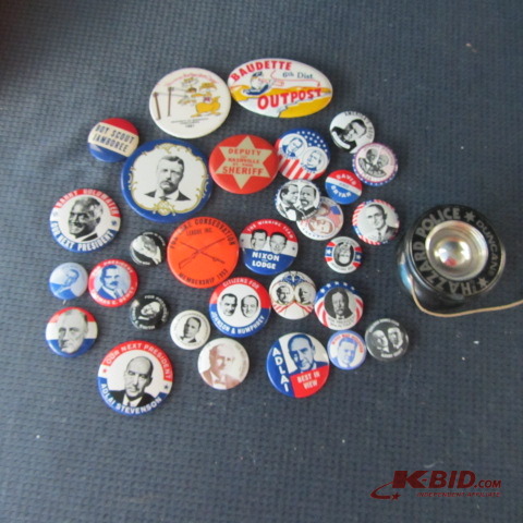 lot 243 image: Political Buttons, Police Yoyo