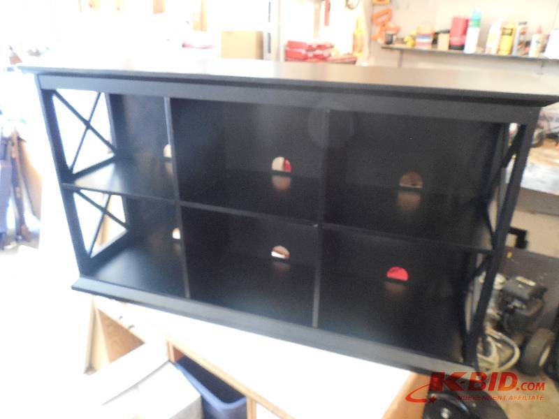 lot 40 image: Belham Living Hampton Console Table Stackable Bookcase - Black